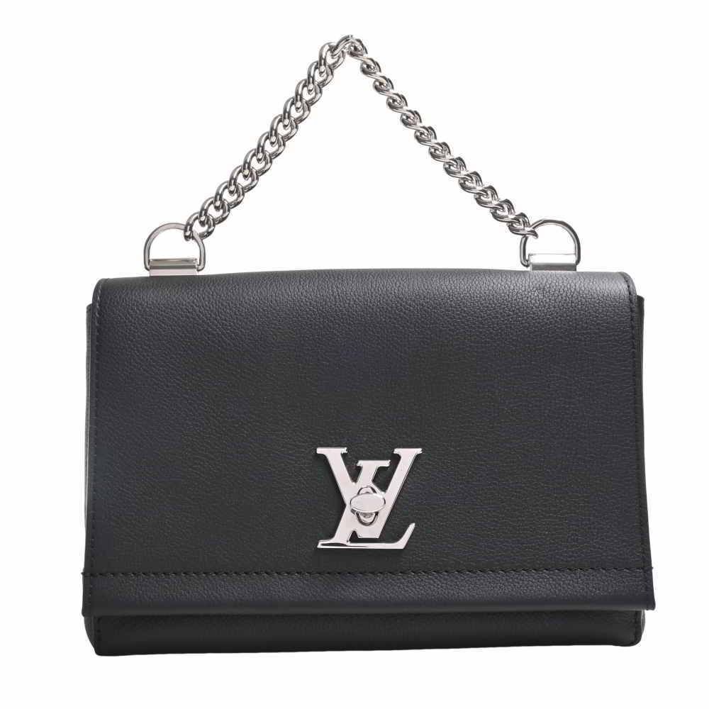 Louis Vuitton Leather LockMe Chain Shoulder Bag Noir Black
